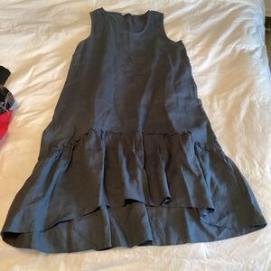 Gray Blue Ruffle Linen tunic dress